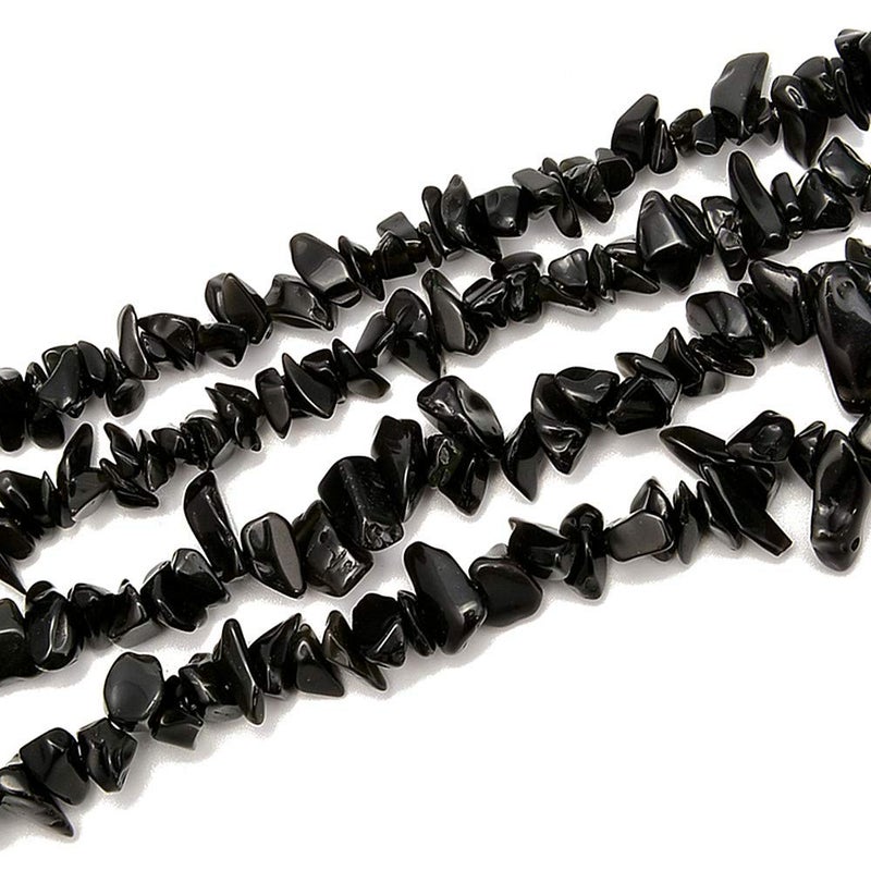 PLTbeads 5-8mm Natral Healing Gemstone Waist Bracelets Necklace Kit Irregular Stone DIY Crafts Design Jewelry Making 1 Strand per Bag Approxi 34 inch (Black Obsidian Chips) - Image 2